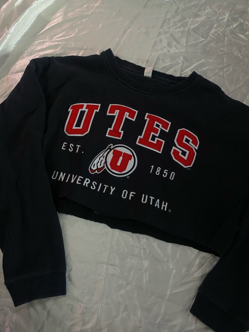 University of Utah cropped crewneck